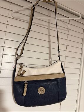 Giani Bernini Navy, White & Tan Colorblock Crossbody Bag